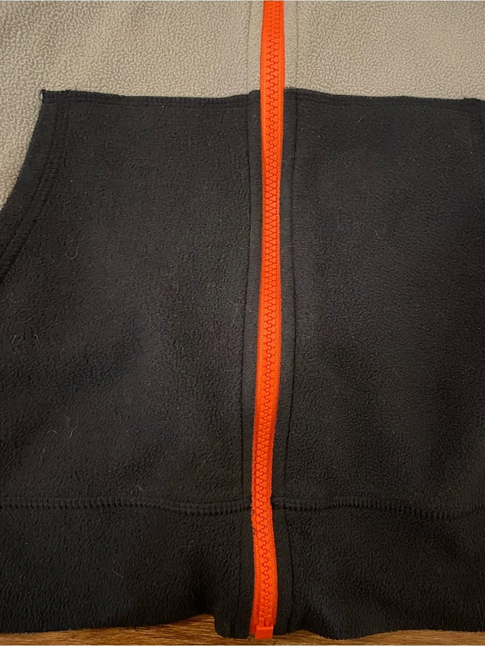 North Face Boys 14-16 Glacier Full Zip Fleece Hoodie Jacket Grey Black Orange